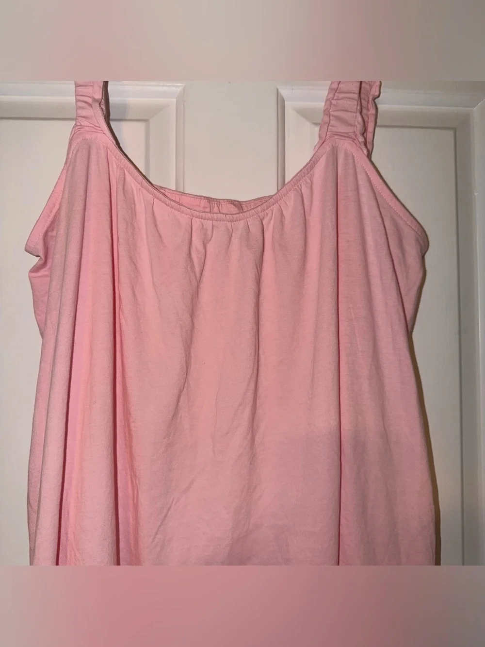 J. Crew Light Pink broken in jersey knit Ruffle mini dress L